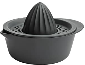 Spremiagrumi con contenitore in plastica a base di piante, 100% biologico, spremiagrumi manuale, spremiagrumi manuale, 17,7 x 14,3 x 11 cm, colore nero