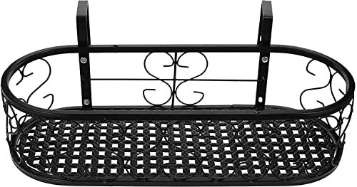 Ecoodisk Balkon Geländer Blumentopfhalter Balkon Geländerschelfschelfmetall Blumenhalter Eisen Blumenständer Blumenregal Pflanze Rack Korb für hängende Topf Blumenkasten Pflanzentopf,50 * 20 * 12cm