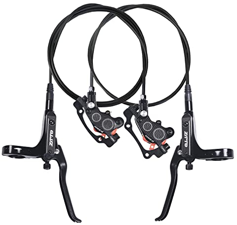 ThinkTop Bike Hydraulische Scheibenbremse mit 4 Kolben, CNC-Bearbeitung, MTB, Fahrrad, Öldruck, 4-Kolben-Fahrradbremssattel, links (vorne) 800/rechts (hinten) 1400 mm (schwarz)