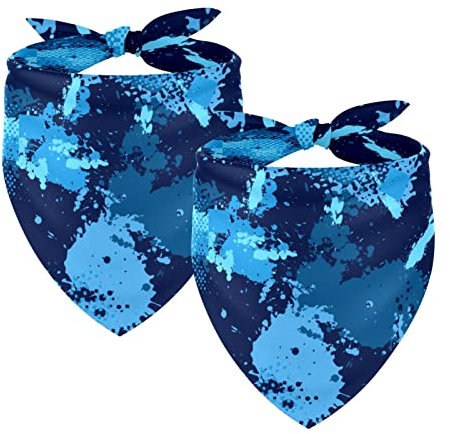 2 Packungen Hundehalstuch, leicht, atmungsaktiv, verstellbar, quadratisch, für Hunde und Katzen, klein, mittelgroß, Haustier, Camouflage-Blau, Militär