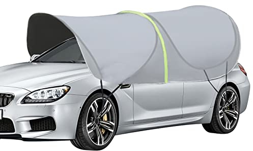 FUUBAMB00 Gefaltetes Auto Sonnenschutz Dach Universal Auto Zelt Beweglicher Staubdichter Carport Tragbarer Anti-UV Schutz Auto Regenschirm Sunproof Canopy,Gray