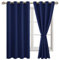 JIUZHEN Vorhänge Blickdicht mit Ösen Verdunklungs Kinderzimmer Gardinen Schlafzimmer Blickdichte Vorhang gegen Kältes und Hitze Curtains Blackout ThermoVorhang, Dunkelblau, 2 Stück, 137x132cm(HxB)