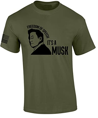 Mens Patriotic Tshirt Freedom of Speech is A Musk Side Eye Portrait Elon Graphic Short Sleeve T-Shirt Graphic Tee