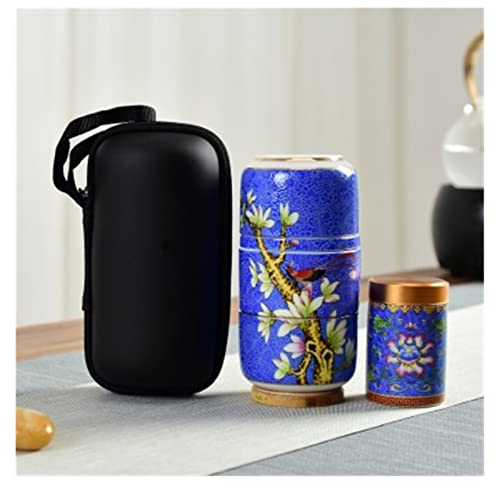 BoNene Tasse Kreative tragbare Reisen Keramik Tee Set Pot Zwei Tasse Geschenk Set Porzellan Kung Fu Tee Set Aufbewahrungstasche Teeware Tasse groß (Size : Blue)