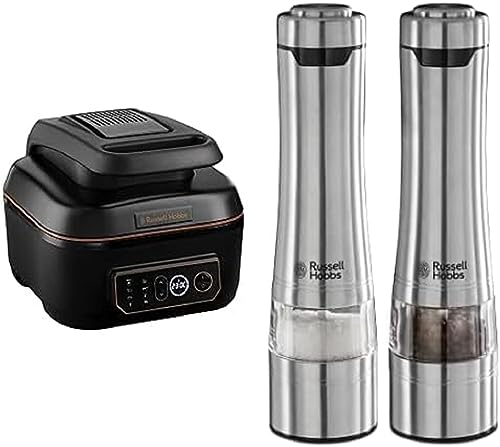 Bundle Set: Russell Hobbs Heißluftfritteuse XL 5,5l Multi [AirFryer & Grill & Multikocher] SatisFry 26520-56 & Russell Hobbs Salz und Pfeffer Mühle elektrisch [2er Set] 23460-56