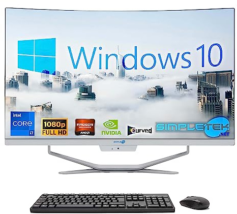 SIMPLETEK All in One 27 Curved Computer | Intel i7 10th Gen Processor | GTX1650 4GB Video Card | Windows 10 | 64GB RAM 4TB SSD | Ideal for Graphics, Gaming, Work
