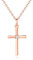 GAVU 925 Sterling Silber zierliche Kreuz Halskette für Damen, zierliche Damen Roségold Halskette
