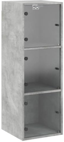 vidaXL Wandschrank, Hängeschrank mit Glastüren, Schrank mit Stauraum für Wohnzimmer, Küchenschrank Badschrank Wandmontage, Modern, Betongrau