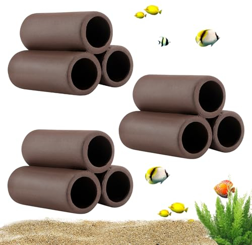 BYZESTY Keramik Versteck, 3 Stück Aquariendeko, Aquarium Höhle, Fisch Tank Zubehör, Garnelenhöhle Fisch Zuhause, Fisch Garnelen Versteck, Keramik Ablaichhöhle für Aquarium Fisch Tank