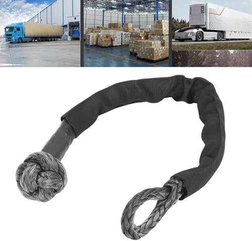 Grillo Morbido di Traino 16T, Carico da 35000lbs/16000 Kg Corda di Recupero Stradale Con Grillo Sintetico Ad Altissimo Peso Molecolare da 13 mm * 23 Pollici, per La Movimentazione Del Carico, Camion