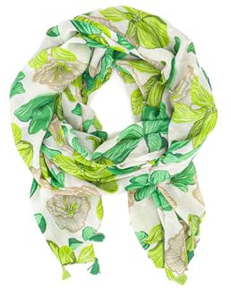 QUEEN HELENA Sciarpa Leggera Morbida con Fantasia Foulard Colorato Casual Donna SC024-7 (Verde)