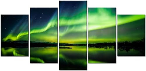 5 Stück Aurora Borealis Diamond Painting Erwachsene, 5D Diamant Painting Bilder Kinde, DIY Voll Round Malen Nach Zahlen Diamant Malerei Basteln Set mit Zubehö, für Home Wand Dekor 300x150cm N-3665
