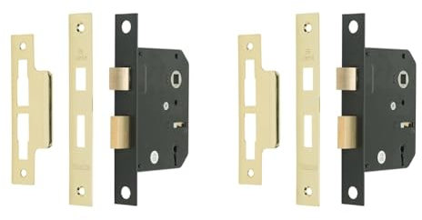 Sterling MLS330 3-inch/76mm 3-Lever Sashlock - Brass (Pack of 2)