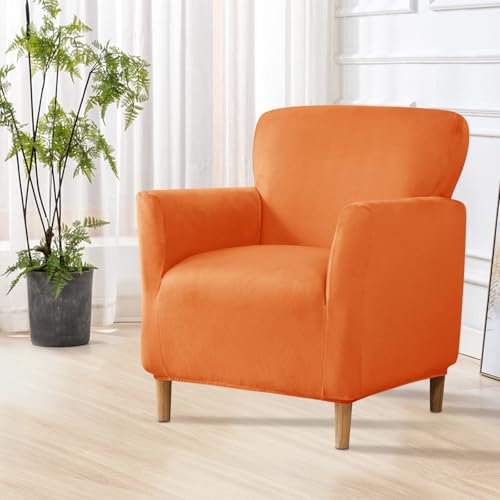 SHANNA Bankett Samt Sesselbezug: Moderne Luxus 1Stück Stuhlhussen Stretch Haustierfreundlicher Einzelsofabezüge, für Büro Empfang Lesesofa (Orange)