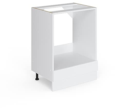 Vicco Herdumbauschrank R-Line, Weiß Hochglanz/Weiß, 60 cm, AP Anthrazit