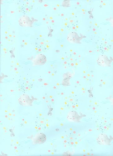 ARKRAFT Geschenkpapier Set 5 Blatt Format 90 x 65 cm FSC Papier Verpackung ohne Plastik Wal Taufe Kind (126F)