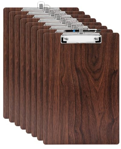 YAWOIRG 8 Stück A5 Klemmbrett Holz mit Stifthalter,Schreibbrett,Clipboard,Klemmbretter für Unternehmen,Büro,Schule oder Restaurant