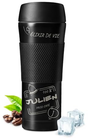 Maverton Mug de voyage personnalisable 45cl, Gourde Isotherme | Revêtement antidérapant pour homme, souvenir pour lui pour son anniversaire, Mug original pour la fête des pères, pause-café