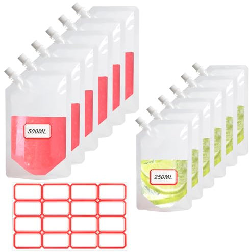 Rybtd 12 Pcs Drink Pouches for Festivals Juice Flasks Drinks Flasks,250ml,500ml Reusable Drinking Flasks Leak Proof