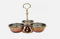 Copper Steel Condiments Serving, Sauce Holder, Pickle Holder Set, 3 Bowls Dish Rack, Tableware, Serveware, Traditional Dinnerware