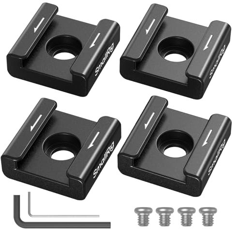 SMALLRIG Adaptador de Montaje de Cold Shoe Anti-Torsión (4 piezas), con Tornillos de 1/4-20, para Micrófono de Monitor de Luz LED con Flash, con Pasadores Anti-Torsión - 5033