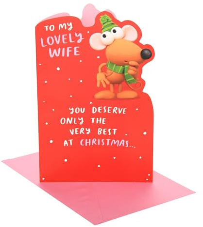 UK Greetings | Christmas Card for Wife | Lovely Wife Mouse Pop-Up Design | Xmas Presents | Greeting Card |Her, Girls, Women | With Envelope | 22.9 x 14.9cm