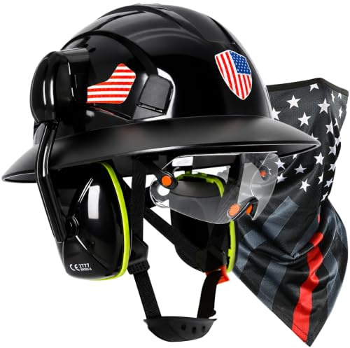 PerldVerge Full Brim Hard Hats Construction OSHA Approved with Visor-Vented Hard Hat with Neck Gaiter with Ear Loops,Safety Hard Hats for Men with Chin Strap ANSI Z89.1 Type 1 Class C,6-pt Suspension