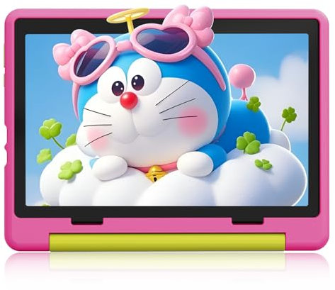 Laptok Kids tablet 10 inch Android 14 Tablets for Kids with 1280 * 800 IPS Display, 14GB RAM+64GB ROM, 5000mAh Battery, WiFi 6, Type-C, Child Tablet with 8MP+5MP Dual Camera, Kid-Proof Case (Pink)