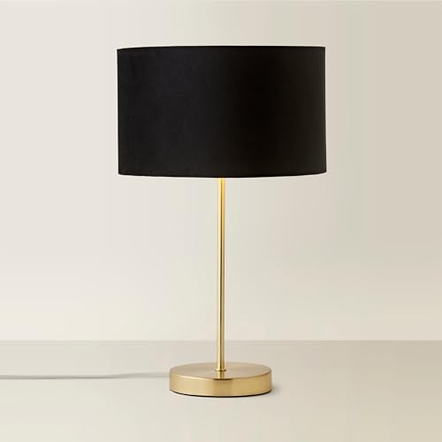 ValueLights | Charlie Gold Stem Table Lamp with Black Velvet & Gold Inner Shade | Table Lamps, Home Décor & Improvement Essential