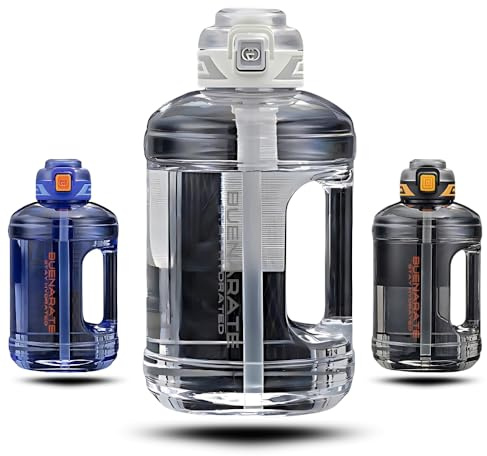 Buenarate,TRITAN, Botella agua gimnasio, Botella gimnasio antigoteo y doble sistema para beber. Water bottle con apertura rápida y cierre de seguridad. Cantimplora para aire libre. LIBRE DE BPA/BPS.