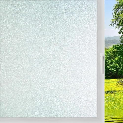 Qualsen Fensterfolie Blickdicht Sichtschutzfolie Fenster Milchglasfolie Fensterfolie Selbsthaftend Blickdicht Klebefolie Fenster Fensterfolie Sichtschutz Anti-UV Folie (44.3cm x 150cm)
