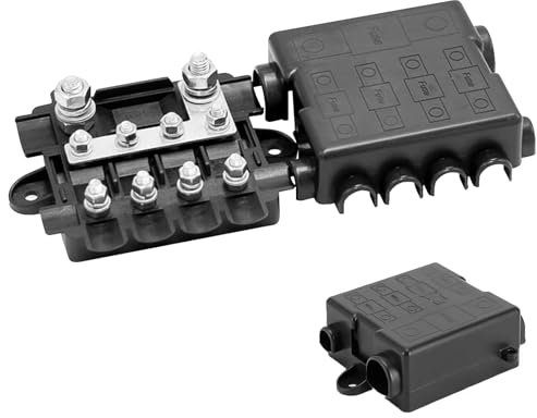 4 Wege Flachsicherungsblock, 4 Way Blade Fuse Block Box Holder, 4 Fach Sicherungshalter Sicherungsblock mit 4 Sicherung, Auto KFZ Standard Bsicherungsdose Für Automobile, Pkw, Lkw, Boot, Wohnmobil