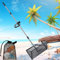 Comfybear - Rastrillo de arena largo con mango para pulgas de arena, colador de playa grande de acero inoxidable, tamiz de playa flotante, acero al carbono para tamiz (acero al carbono negro)