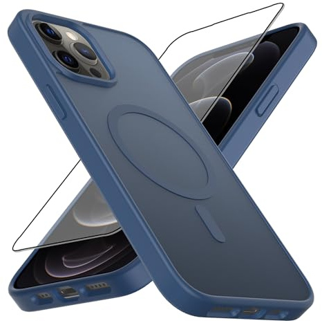 Lyhsgao for iPhone 12 Pro Max Phone Case 6.7 Inch Magnetic Cover Blue | Case for iPhone 12 Pro Max with MagSafe, Shockproof Scratchproof Camera Protection, Translucent Matte Cover Screen Protector