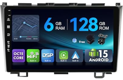 MSD 6G+128G - 9 Pollice Autoradio Per Honda CRV (2006-2011) | Android 15 GPS Navi Radio | Carplay Android Auto Volant Dual Band WiFi DSP DAB Bluetooth | Telecamera MIC | Octa-Core 2 Din