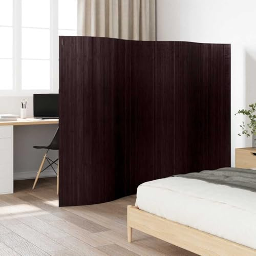 HUAKEHOM Paravent Raumteiler PflegeleichtTrennwand für Wohnzimmer Schlafzimmer Büro Spanische Wand Sichtschutz Modern Bambus Dunkelbraun 250x165 cm