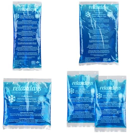 Relaxdays 15 x Kühlpads, 4 Größen, Kalt Warm Kompressen, mikrowellengeeignet, Gel Kühlkompressen, Kühlpacks, blau