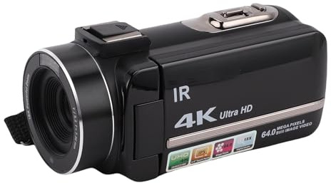 Tbest 4K-Videokamera-Camcorder Ultra HD 64MP Digitalzoom mit Mikrofonfernbedienung 32G-Karte 2 Batterien