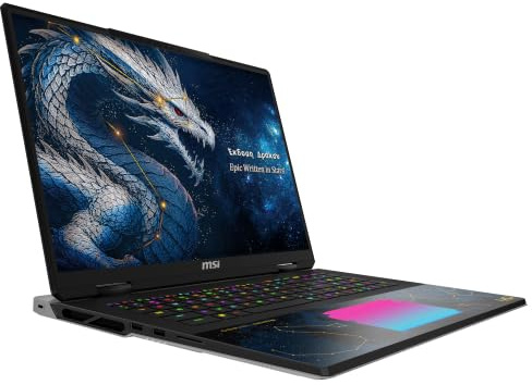 MSI Titan 18 HX Draco Epic Gaming-Laptop, 18 UHD+ Mini-LED Display, Intel Core Ultra 9 290HX Plus, NVIDIA GeForce RTX 5090, 96 GB DDR5, 4 TB SSD, Windows 11 Home, QWERTZ Tastatur, Schwarz, A2WJ-1218