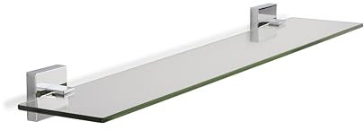 Croydex Flexi-Fix Easy to Fit Cheadle Chrome Plated Square Design Glass Shelf
