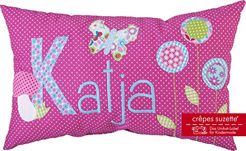 crepes suzette Namenskissen, Kissen mit Wunschnamen, Kissen mit Namen, Geburtsgeschenk, Babykissen, Geschenk Geburt Mädchen, Blumen