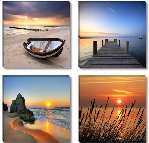 Visario Bild auf Leinwand Boot Natur 6608-SCT deutsche Marke und Lager - Die Bilder/das Wandbild/der Kunstdruck ist fertig gerahmt 4 x 30 x 30 cm