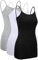 Satinior 3 Stück Unterhemden Damen Spaghettiträger Damen Basic Top Layering Lange Tanks Verstellbarer Spaghetti Strap Cami Camisole Tank Top (Set von Farben 1, S Größe)