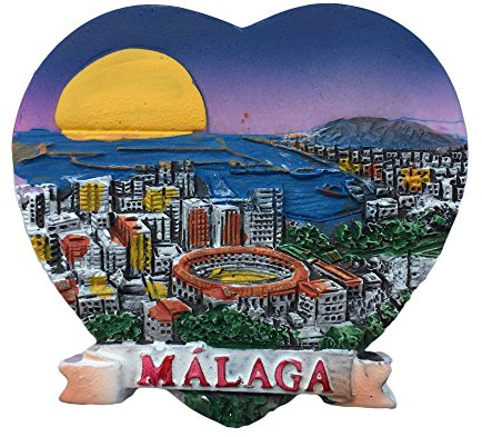 3D Malaga Spain Refrigerator Magnet Heart-shaped Souvenir Sticker Collection,Spain Hand-made Home and Kitchen Decoration Fridge Magnet from China