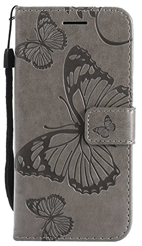 DENDICO Coque pour iPhone 7 / iPhone 8, Cuir Coque Magnétique Portefeuille Étui Housse avec Fonction de Support et Crédit Slot, TPU Coque de Protection pour iPhone 7/8 - Gris