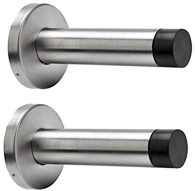 PEIUJIN 2 Stück Türstopper Wandtürstopper Edelstahl Türpuffer Inkl Heavy Duty Türstopper mit Befestigungsmaterial und Gummi Puffer für Wand Montage