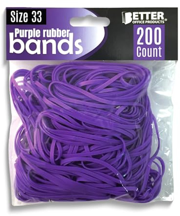 Better Office Products 200 Purple Rubber Bands, by , Size 33, 200/Bag, Vibrant Purple Rubber Bands