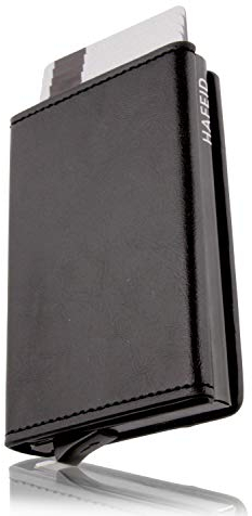 HAFEID Magnet Wallet Slim - Kartenetui mit RFID Schutz - Portemonnaie mit Münzfach und Scheinfach - Kreditkartenetui und Geldbeutel - Geldbörse für Damen und Herren - Mini Portmonee Schwarz