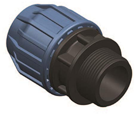 Elysee PP-Fitting, Übergang auf AG, Anschlussverschraubung auf AG 20mm x 1/2 AG für PE-Rohr, DVGW, Trinkwasserzertifiziert
