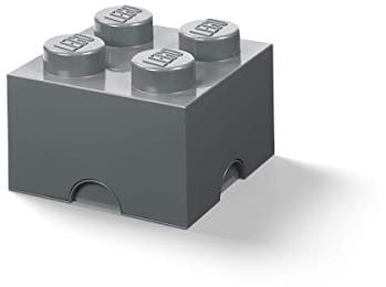 Room Copenhagen Lego Aufbewahrungsstein, 4 Noppen, Stapelbare Aufbewahrungsbox, 5,7 l, Dunkelgrau, dunkel grau, one Size